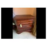 Dark Brown Wood Nightstand 3 Drawers