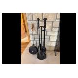 Black Fireplace Tool Set with Stand AsIs