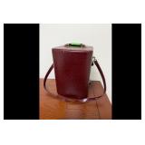 Vintage Portable Bar Set Burgundy Faux Leather...
