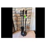 Black Metal Fireplace Tool Set