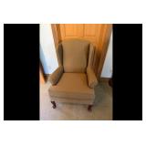 Brown Upholstered Wingback Armchair
