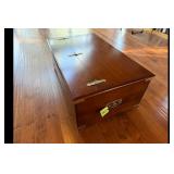Dark Wood Storage Trunk Coffee Table Brass