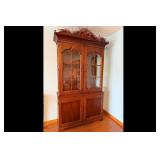 Brown Wood Glass Door China Cabinet Furniture