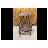 Vintage Wooden Armchair Carved Floral Brown