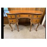 Antique Wood Vanity Desk Ornate Brown