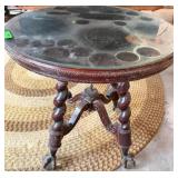Wood Barley Twist Glass Top Table