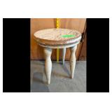 White Round Top Wood Three Leg Stool