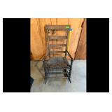 Antique Brown Black Woven Seat Rocking Chair