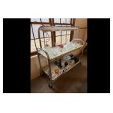 Mixed lot of Rolling Bar Cart Assorted Glassware