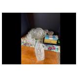 Vintage Clear Glass Punch Bowl Set Cups