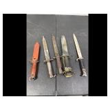 Mixed lot of 5 Bayonets and Knives