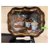 Decorative Tray - Fruit Design, Gold Trim