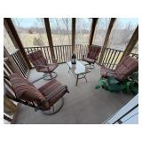 Patio Set - 4 Chairs, Glass Table, Decor