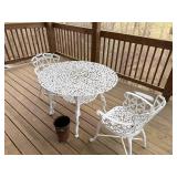 Cast Iron Table and Chairs - White, Outdoor Set