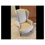 Wingback Armchair - Upholstered, Wooden Legs