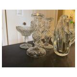 Glassware Collection - Candlesticks, Bowl, Basket