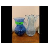 Vases, Decorative - Blue, Crackle Glass
