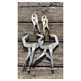 Vise Grip Clamps and 2 Pair of Vise Grips