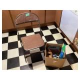 Folding Chair & Box of Misc.