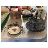 Clock & 2 tier serving tray