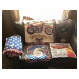 Harley Davidson, American flag throw blanket