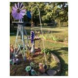 Rooster, Metal Flowers, Shepard Hook