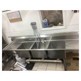 Commercial Stainless Steel 3 Hole Sink 90" L x