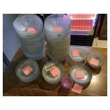 16 8" glass flower plates, 5 clear 8" plastic