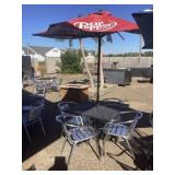 Table chairs and umbrella 36" x 36"