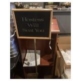 Hostess Stand and sign