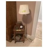 Wicker Table, Lamp, Clock, Jewelry Box