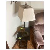 Table Lamp and Amber Ash Trays