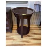 17" Round Cherry Wood Side Table 24" tall