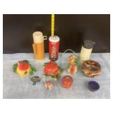 Chalkware Apple/Pear String Holders, Thermos,