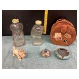 Lighters, Leather Bag, Ashtray & Animal Bottles