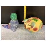 Hull Corky Pig & Ceramic Dino