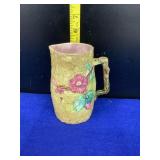 Majolica Rose Pattern Milk Pitcher