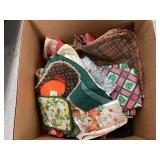 Assortment of Place mats, table covers, pot