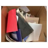 Box of assorted Paper, Binder, budget book