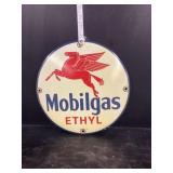 Porcelain enamel mobilgas sign