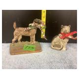 Cast Iron Dog Doorstop & Cast iron Cat Bank