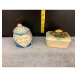 Porcelain/Ceramic Tobacco Box & Majolica Fruit