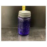 Mason Jar w/lid Cobalt Blue