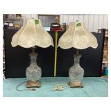 Waterford (Irish) Crystal & Brass Table Lamps