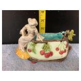 Ceramic Dish w/lady & cherries