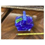 Blue Glass Picnic Basket