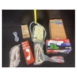 Phones, Phone Cords, Outlet Strip, Etc