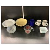 Bowls, Plates, Coffee Cup, Pyrex Measuring Cup