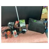 Misc. cables, microphone, musical items with bag
