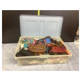 Assortment of Scarves & Rubbermaid Tote
